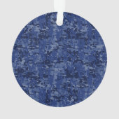Silver Aquarius Zodiac Sign Navy Blue Digital Camo Ornament (achterkant)