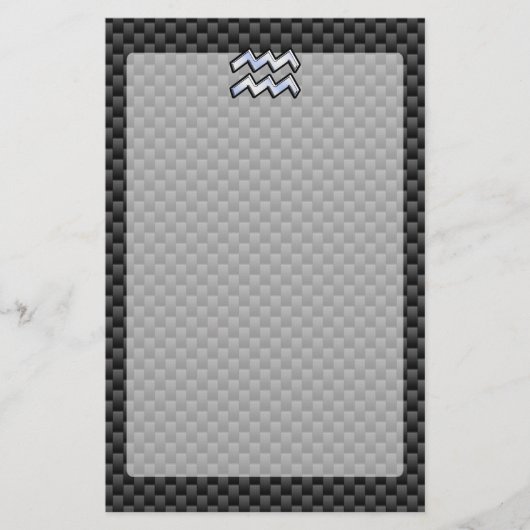 Silver Aquarius Zodiac Symbol Carbon Style Briefpapier (Voorkant)