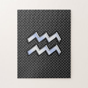 Silver Aquarius Zodiac Symbol Carbon Style Legpuzzel