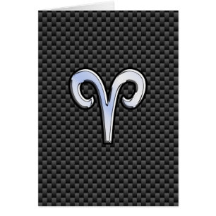 Silver Aries Zodiac Sign Black Carbon Fiber Print
