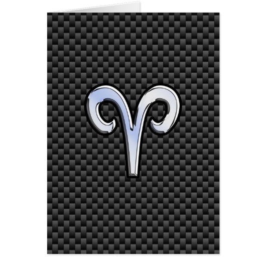 Silver Aries Zodiac Sign Black Carbon Fiber Print (Voorkant)