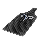 Silver Aries Zodiac Sign Black Carbon Fiber Print Snijplank (Hoek)