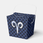 Silver Aries Zodiac Sign Blue Carbon Fiber Print Bedankdoosjes (Voorkant Zijde)