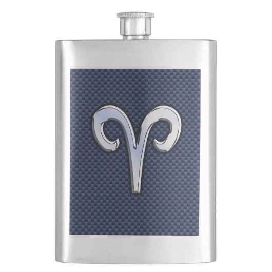 Silver Aries Zodiac Sign Blue Carbon Fiber Print Flacon (Voorkant)