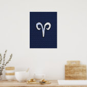 Silver Aries Zodiac Sign Navy Carbon Style Poster (Keuken)