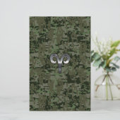 Silver Aries Zodiac Symbol Green Digital Camo Briefpapier (Staand voorkant)