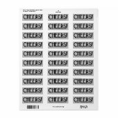 Silver Art Deco Cheers Adres Etiket (Full Sheet)