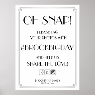 Silver Art Deco Gatsby Hashtag 18x24 Poster