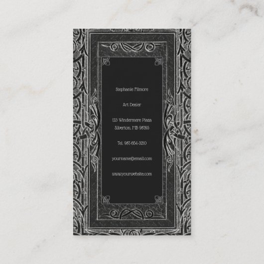 Silver Art Deco met uw Monogram Visitekaartje (Achterkant)