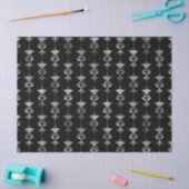 Silver Art Deco Style Flowers op Black Decoupage Tissuepapier (Craft)