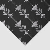 Silver Art Deco Style Flowers op Black Decoupage Tissuepapier (Detail)