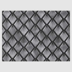 Silver Art Deco-ventilatoren op zwarte loskoppelin Tissuepapier