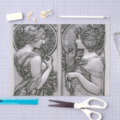 Silver, Art nouveau, design, vrouwen, Mucha, beaut Tissuepapier (Craft)