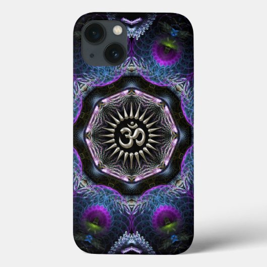 Silver Aum Hexagon Fantasy Fractals New Age Case-Mate iPhone Case (Achterkant)