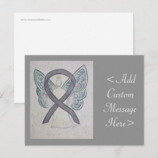 Silver Awareness Ribbon Angel Custom Briefkaart (Voorkant / Achterkant)