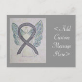 Silver Awareness Ribbon Angel Custom Briefkaart (Voorkant)