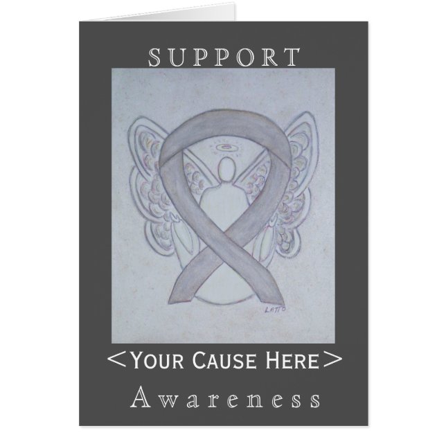 Silver Awareness Ribbon Angel Gepersonaliseerd Car (Voorkant)