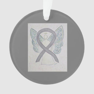 Silver Awareness Ribbon Angel Ornaments Ornament