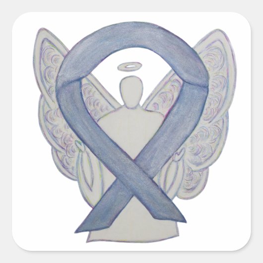 Silver Awareness Ribbon Angel Sticker Decals (Voorkant)