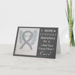 Silver Awareness Ribbon Custom Want Angel-kaarten Kaart