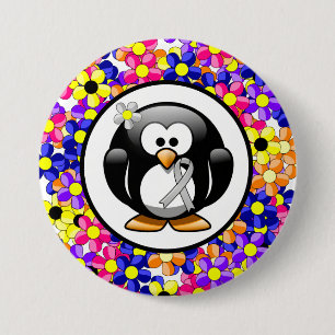 Silver Awareness Ribbon Penguin Ronde Button 7,6 Cm