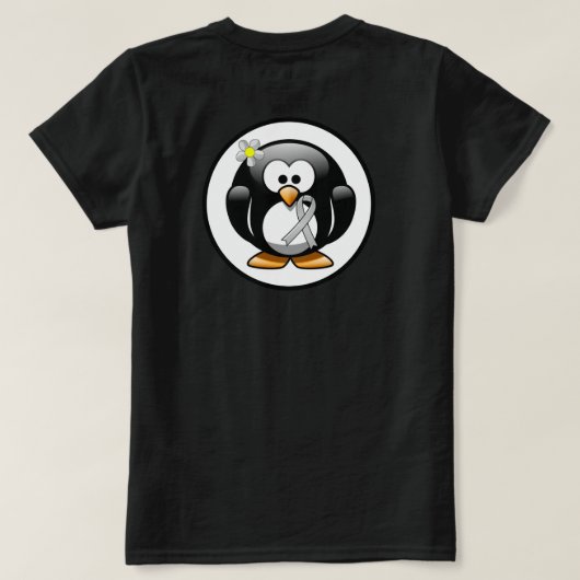 Silver Awareness Ribbon Penguin T-shirt (Design achterkant)