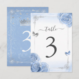 Silver Baby Blue Rozen Elegant Tafelnummer Kaart