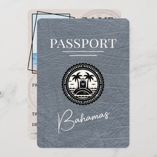 Silver Bahamas Passport Bewaar de datum Save The Date (Voorkant / Achterkant)