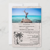 Silver Bahamas Passport Wedding Invitation Kaart (Voorkant)