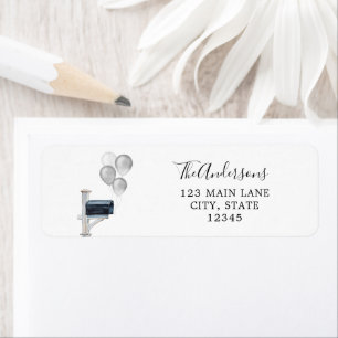Silver Balloons in Mailbox Etiket