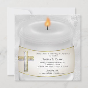 Silver Baptism Candle Kaart