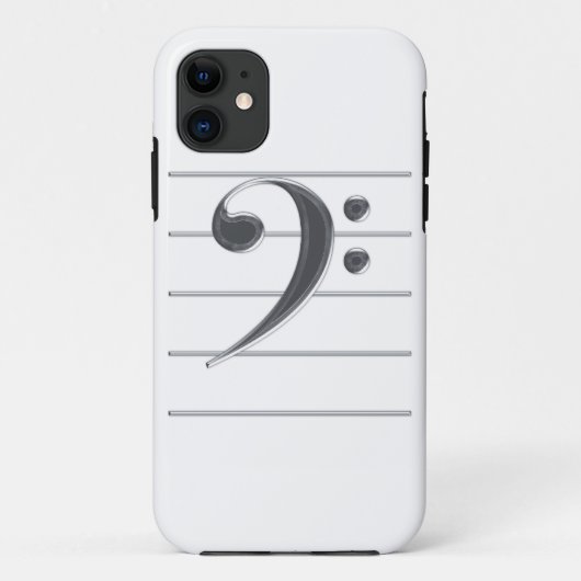 Silver Bass Clef Music Case-Mate iPhone Case (Achterkant)