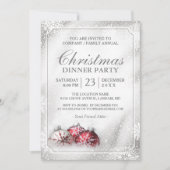 Silver Baubles Snowflakes Kerstfeestdag Kaart (Voorkant)