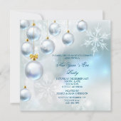 Silver Baubles & Snowflakes nieuwjaarsfeest Kaart (Voorkant)