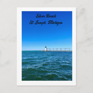 Silver Beach Lighthouse St. Joseph, MI ansichtkaar Briefkaart