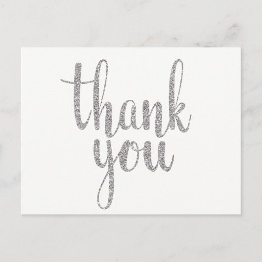 Silver bedankt briefkaarten, glitter briefkaart (Voorkant)