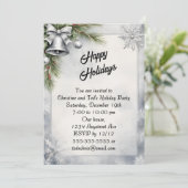 Silver Bells and Snowflakes Christmas Party Kaart (Staand voorkant)