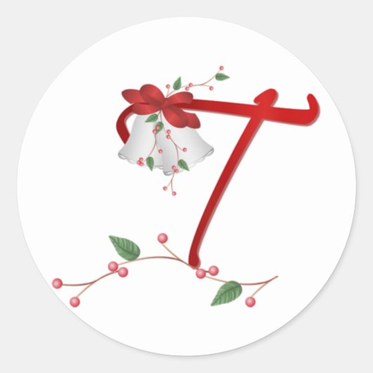 Silver Bells Initiaal T ronde Stickers (Voorkant)