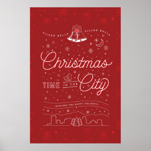 Silver Bells Poster met kerstmis 24x36 / Red