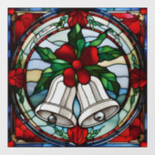 Silver Bells Red Ribbon Faux Glas in lood Raamsticker (Vel)