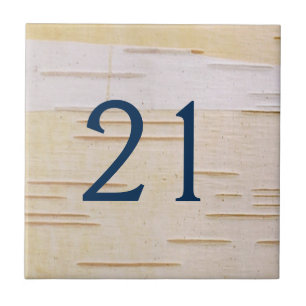 Silver Birch Bark House Number Tile Tegeltje