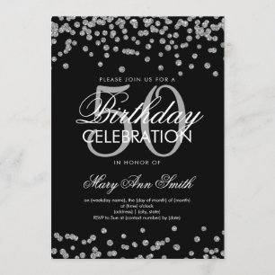 Silver Black 50th Birthday Glitter Confetti Kaart