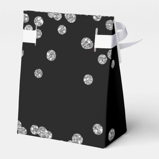 Silver Black 60th Verjaardag Dank u Confetti Bedankdoosjes (Achterkant)