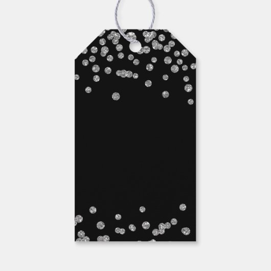 Silver Black 70th Verjaardag Dank u Confetti Cadeaulabel (Achterkant)