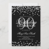 Silver Black 90th Birthday Glitter Confetti Kaart (Voorkant)