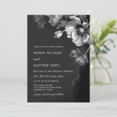 Silver Black And White Flowers Wedding Invitation (Debout devant)
