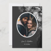 Silver Black And White Flowers Wedding Invitation (Dos)