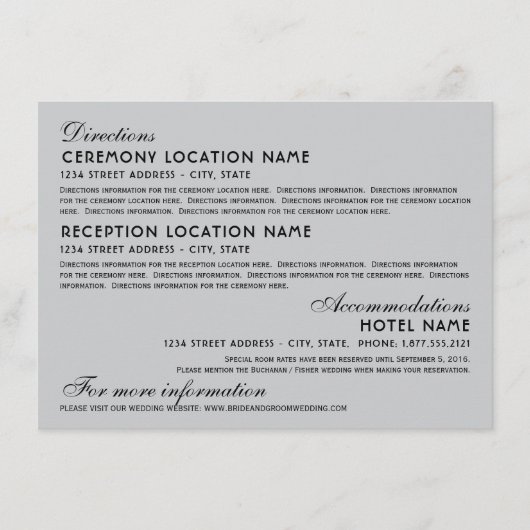 Silver Black Art Deco Weddenschap Informatie Informatiekaartje (Voorkant)