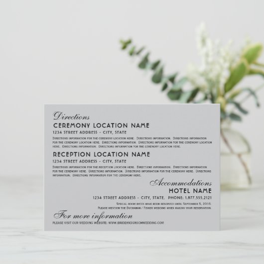 Silver Black Art Deco Weddenschap Informatie Informatiekaartje (Staand voorkant)