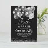 Silver Black ballon All Black Affair Birthday Kaart (Staand voorkant)